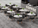 High-End Marble Round Kitchen Dining Table Sintered Stone Restaurant Table 80 x 80 cm V767-JJ-XZ916-WT