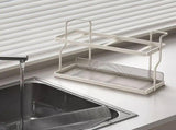 Two-Tier Kitchen Storage Rack Organizer in White with Removable Trays, 30.5x12.2x20.3cm LSB-59221