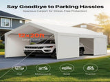Carport Car Canopy 12x20FT Heavy Duty Car Shelter with Sidewalls Grey V952-FBSJSQCCKBS8JY3PV001V0