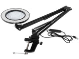 LED 5X Magnifying Lamp with Clamp USB Dimmable Desk Magnifier Light for Reading Embroidery V1294-YM0901-3119200149311