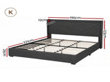 Artiss King Bed Frame Gas Lift Storage Bed with Charging Ports Upholstered Geometric Headboard BFRAME-G-MORFEI-K-BK-ABC
