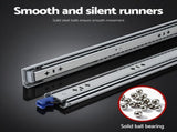 Giantz 2x Drawer Slides Heavy Duty Full Extension Locking 600-1200mm Length DS-53MM-600-SI