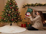 White Knitted Christmas Tree Skirt & Santa Stocking Combo Set Festive Holiday Home Decor Reusable V888-ELOSUNG54467