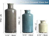 Ceramic Vases Set of 3 Crackled Finish Blue Farmhouse for Home Dcor V178-23061