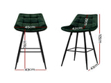 Artiss 2x Bar Stools Velvet Chairs Green BA-K-0222-GRX2