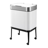 Cefito 40L Press Top Trash Can Kitchen Rubbish Bin Moblie Stainless Steel White RB-B-40L-S18-LEG-WH