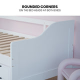 Kingston Slumber Wooden Single Sofa Bed Frame with Storage Drawers - White V219-BEDBFSKSS1WA