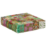 Patchwork Pouffe Square Cotton Handmade 50x50x12 Cm Green 43_246576