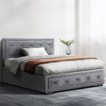 Artiss Bed Frame King Single Size Gas Lift Storage Mattress Base Wooden Grey BFRAME-G-GAS-TIYO-KS-GY-ABC