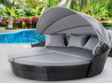 Gardeon Sun Lounge Setting Wicker Lounger Day Bed Outdoor Furniture Patio Black ODF-SUNBED-180-BK-ABC