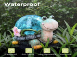Rabbit and Butterfly Charming Solar-Powered Animal Garden Statue - Waterproof Resin Figurine with V888-ELOSUNG34545