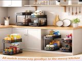 CARLA HOME 2 Tier Under Sink Organizer Pull Out Sliding Cabinet Storage Shelf with Height Adjustable V178-36328