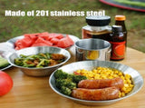Stainless Steel Outdoor Dinnerware Set BBQ Plates & Bowls Heat-Resistant, Durable 201 V1366-AZ2-W-15914