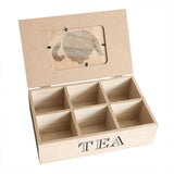 Multi Compartment Wood Tea Organizer Box Storage Case for Kitchen Office Countertop V1192-AZ-W-20026