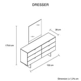 Dresser Mirror with Melamine Finishing 6 Drawers V43-DRS-MYLS
