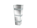 P&P Silver Crushed Diamond Flower Vase with Mirrored Glass for Elegant Home Decoration V767-HP-XZ1812