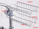 HOOWIFFY Silver Stainless Steel Faucet Storage Rack Adjustable Sponge Holder for Draining Kitchen V1189-WXFWAL-20260326-02619