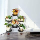 NOVEDEN 4 Layer 6 Pots Flower Holder Plant Stand Shelf with 4-Wheel V227-6777715003990