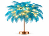 Ostrich Feather Table Lamp White, 80 Hand-Woven Natural Feathers, 3 Colour Temperature Touch V1197-JD-093001