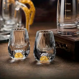 6PCS 15ml Gold Foil Shot Glass, High Transparency Glass with Diamond Cut, Reusable Spirit Glass for V1232-JBJB-001