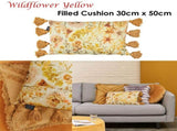 Bedding House Wildflower Yellow Filled Oblong Cushion V442-HIN-CUSHION-WILDFLOWER-YELLOW-RE