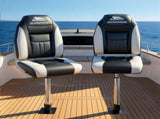 Seamanship 2X Folding Boat Seats with 2X Adjustable Pedestals 5575cm Marine Seat Swivel High Back BS-86522-BK-5575X2