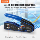 VEVOR RJ45 Crimp Tool Kit, Cat5e/Cat6/Cat6a Ethernet Crimper Crimp Pliers for 8-Pin Modular Plugs V952-WXYJQWLSJDZ28GPF7V0