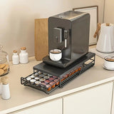 1pc Metal Coffee Capsule Storage Box Drawer Style Dustproof Organizer with Adjustable Grid for Tea V1232-KFSNH001