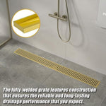 800mm Bathroom Shower Brushed Brass Grate Drain w/ Centre outlet Floor Waste V63-844711