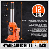 12 Ton Hydraulic Bottle Jack Car Lifter Safety Valve Caravan 4WD Heavy Duty V465-95502