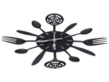Black Kitchen Wall Clock Removable Modern Cutlery Kitchen Spoon Fork Wall Clock Home Decoration V1294-YM0523-3115210218311
