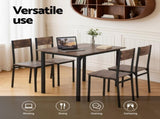Artiss Dining Table and Chairs Set of 5 Compact Kitchen Furniture Rustic Brown DSET-U-5007-BR