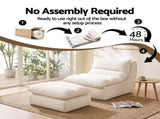 Artiss Lounge Chair Ottoman Single Sofa Couch Boneless Corduroy Chaise Footrest SB-C-OTT-WH