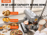 Commercial Food Mixer, 18.7L Commercial Stand Mixer with 3 Adjustable Speeds, 1100W Dough Mixer with V952-ZXSPJBJ20QT1FBO63V3