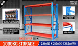 2mx2m Steel Racks Shelves Garage Storage Warehouse Tyre Shelving 1000 Capacity V465-5332