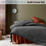 Accessorize Soho Waffle Dark Grey Quilt Cover Set King V442-HIN-QUILTCS-SOHOWAFFLE-DARKGREY-KI