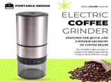 Electric Coffee Grinder - Rechargeable USB Bean Mill, Portable Automatic Grinder V1263-JX-4446