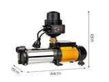 Giantz Garden Water Pump High Pressure 2000W Max 4-Stage Tank Irrigation Transfer Booster Pump Black PUMP-ST4-20-OG-TPC
