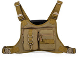 Men's Chest Bag Running Vest Pack Adjustable Straps Outdoor Sports Chest Rig Brown, 40 x 4 x 29 cm V1237-ZY-917-299