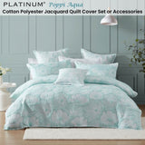 Platinum Collection Poppi Aqua Cotton Polyester Jacquard Quilt Cover Set King V442-LED-QUILTCS-POPPI-AQUA-KI