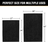 Black Bathroom Rug Set 2 Piece, Bath Mats for Floor, Super Thick Soft Shaggy Chenille Machine V1259-DP01-A-4433