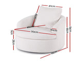 Artiss Round Swivel Armchair Extra Pillow White UPHO-B-ARM11-SWL-WH