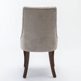 2x Fabric Channel Tufted Dining Chairs with Curved Wood Legs -Beige V226-SW1847BG