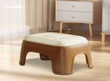 Compact Plastic Step Stool with Leatherte Seat 18cm Height Small Stool for Living Room & Bathroom V1370-AZ4-09149