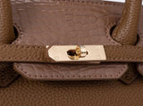 Chrisbella Elodie Leather Satchel-Mud V999-GD012503069-MUD