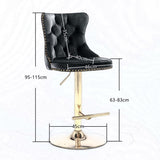 4x Height Adjustable Swivel Bar Stool Velvet Studs Barstool with Footrest and Golden Base- Black V226-SW1912BK-2