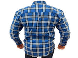 Mens Flannelette Long Sleeve Pullover Shirt 100% Cotton Flannel - Half Placket - Navy V563-FS-HP22-149-4XL