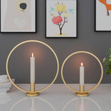Round Circle Iron Candlestick Craft Desk Candle Holder for Candlelight Dinner V1294-YM0727-JY17395-02