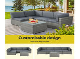 Gardeon 5-Piece Outdoor Sofa Set Wicker Couch Lounge Setting 4 Seater Grey ODF-SOFA-5PCS-HJ-GE-AB