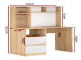 Artiss Computer Desk Office Study Desks Table Bookshelf Drawer FUR-W-CD120-WH-AB